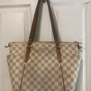 Louis Vuitton Cream and Brown Damier Azur Canvas Tote